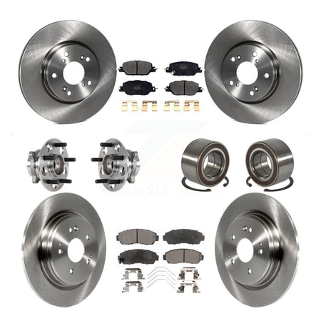 Front Rear Hub Bearing Disc Brake Rotors And Semi-Metallic Pads Kit (10Pc) For Honda CR-V KBB-128081