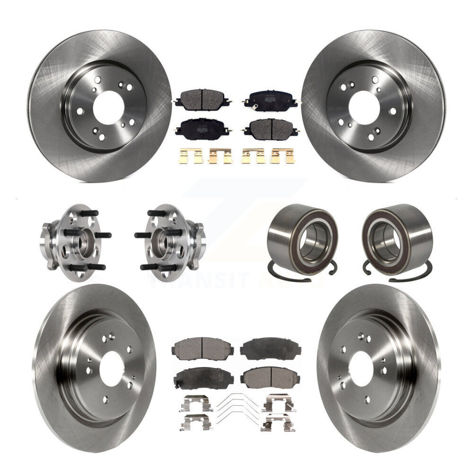 Front Rear Hub Bearing Disc Brake Rotors And Semi-Metallic Pads Kit (10Pc) For Honda CR-V KBB-128081