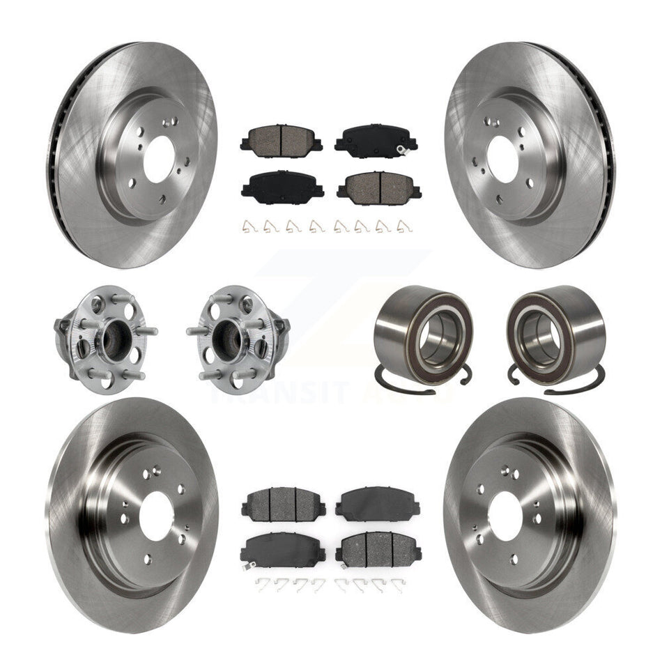 Front Rear Hub Bearing Disc Brake Rotors And Semi-Metallic Pads Kit (10Pc) For Honda CR-V KBB-128083
