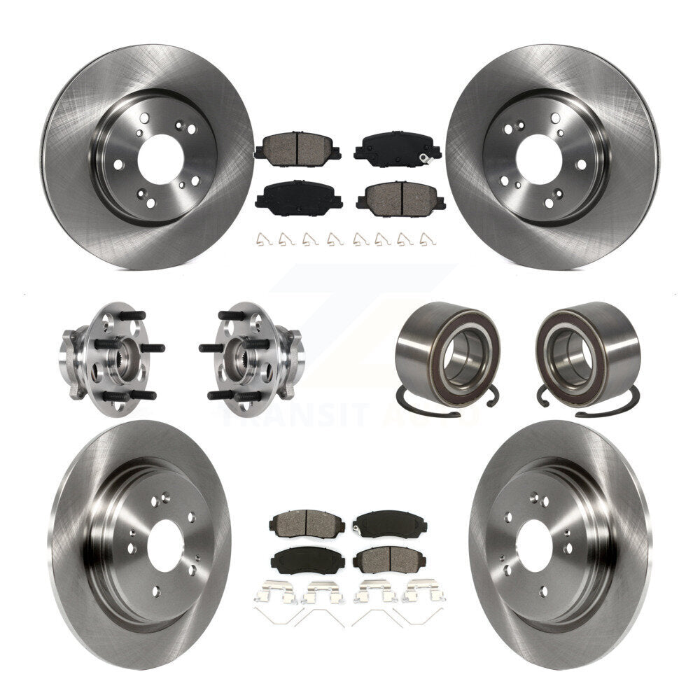 Front Rear Hub Bearing Disc Brake Rotors And Semi-Metallic Pads Kit (10Pc) For Honda CR-V KBB-128084