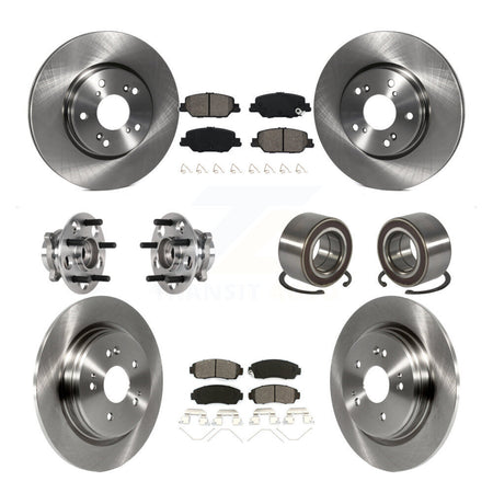 Front Rear Hub Bearing Disc Brake Rotors And Semi-Metallic Pads Kit (10Pc) For Honda CR-V KBB-128084
