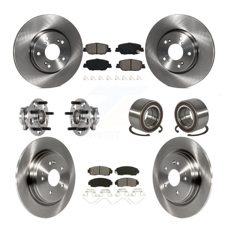 Front Rear Hub Bearing Disc Brake Rotors And Semi-Metallic Pads Kit (10Pc) For Honda CR-V KBB-128084