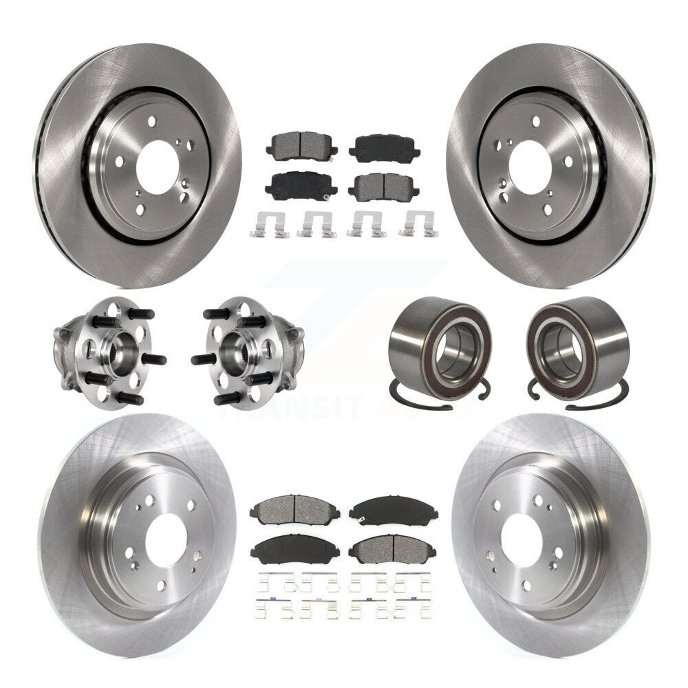 Front Rear Hub Bearings Disc Brake Rotors And Semi-Metallic Pads Kit (10Pc) For Acura MDX KBB-128085