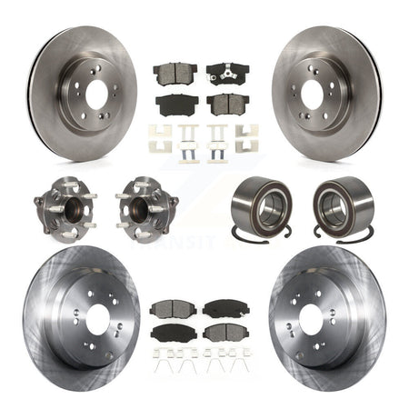 Front Rear Hub Bearing Disc Brake Rotors And Pads Kit (10Pc) For 2012-2016 Honda CR-V FWD KBB-128086