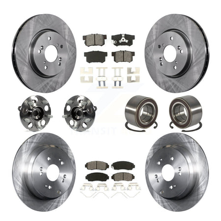 Front Rear Hub Bearing Disc Brake Rotors And Pads Kit (10Pc) For 2012-2016 Honda CR-V AWD KBB-128087