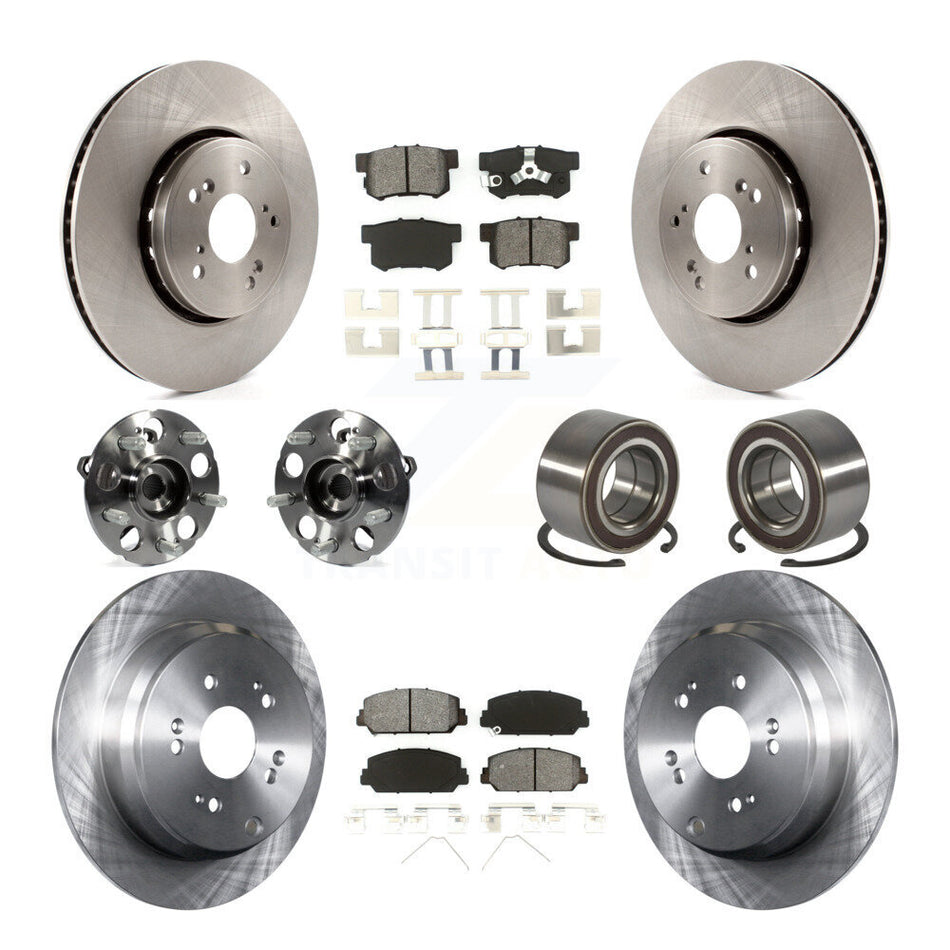 Front Rear Hub Bearings Disc Brake Rotors And Pads Kit (10Pc) For 2013-2016 Acura RDX AWD KBB-128088