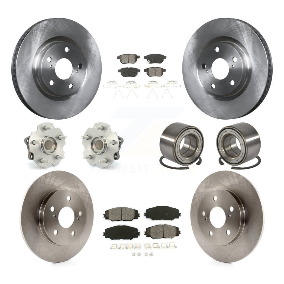 Front Rear Hub Bearing Disc Brake Rotor & Pads Kit (10Pc) For 2017-2018 Toyota Corolla iM KBB-128091