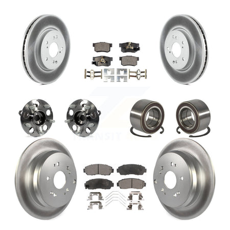 Front Rear Hub Bearing Coated Brake Rotor And Pad Kit (10Pc) For 2012-2016 Honda CR-V AWD KBB-128094