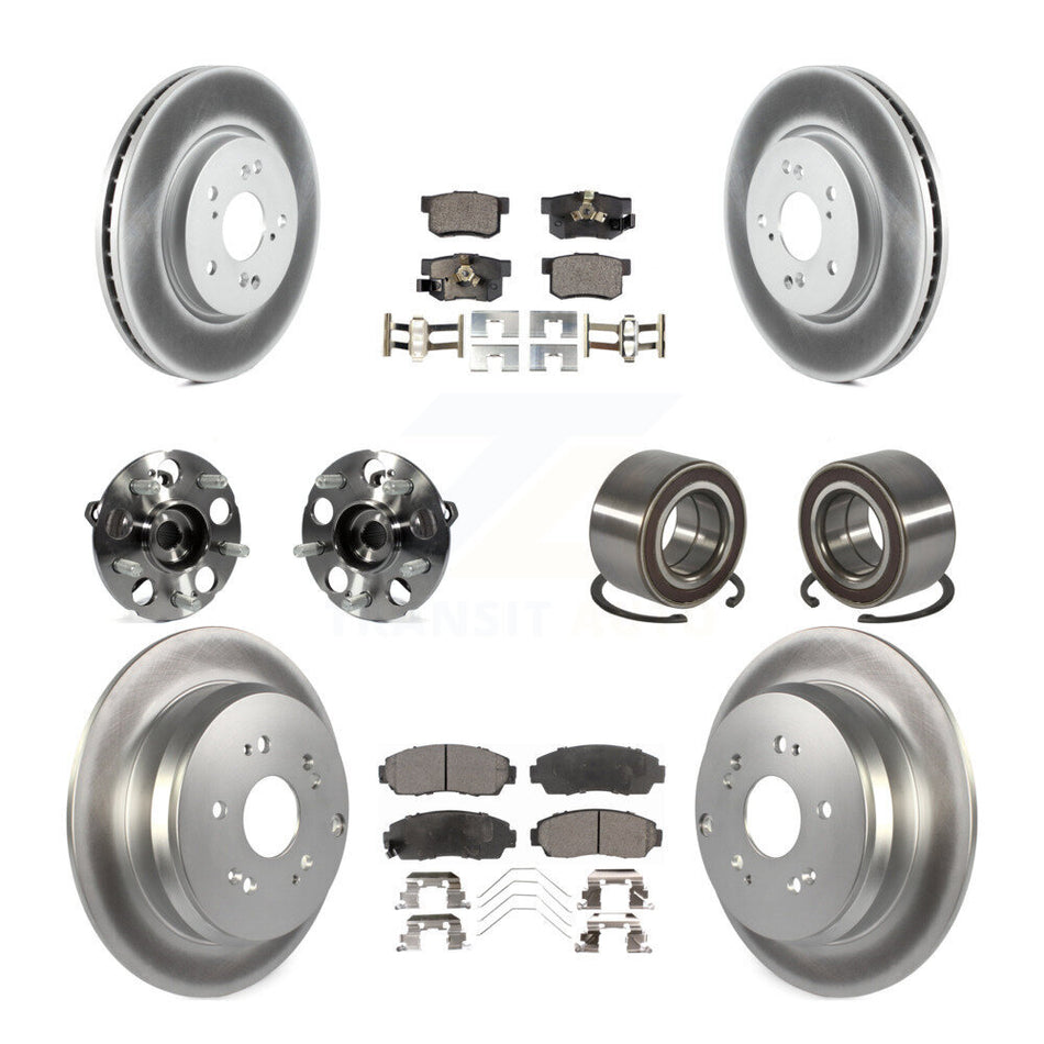 Front Rear Hub Bearing Coated Brake Rotor And Pad Kit (10Pc) For 2012-2016 Honda CR-V AWD KBB-128094