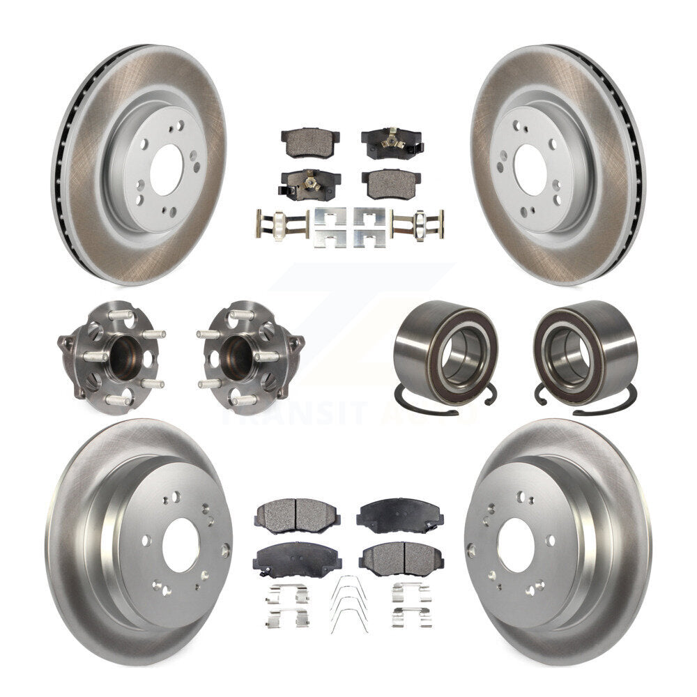 Front Rear Hub Bearing Coated Brake Rotor And Pad Kit (10Pc) For 2012-2016 Honda CR-V FWD KBB-128095