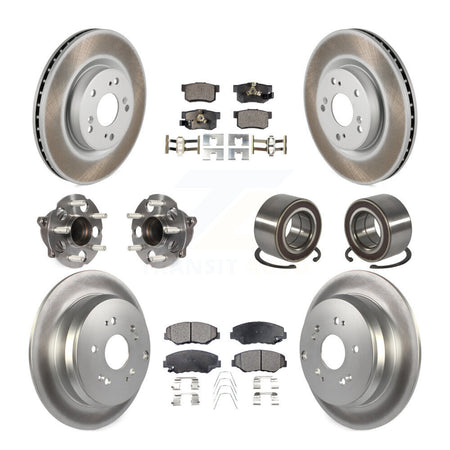 Front Rear Hub Bearing Coated Brake Rotor And Pad Kit (10Pc) For 2012-2016 Honda CR-V FWD KBB-128095