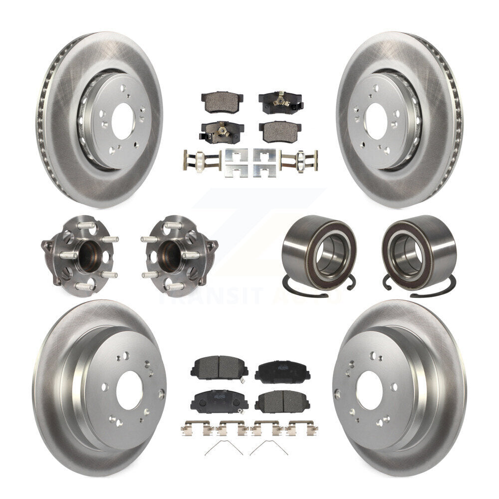 Front Rear Hub Bearing Coated Disc Brake Rotor Pad Kit (10Pc) For 2013-2018 Acura RDX FWD KBB-128097