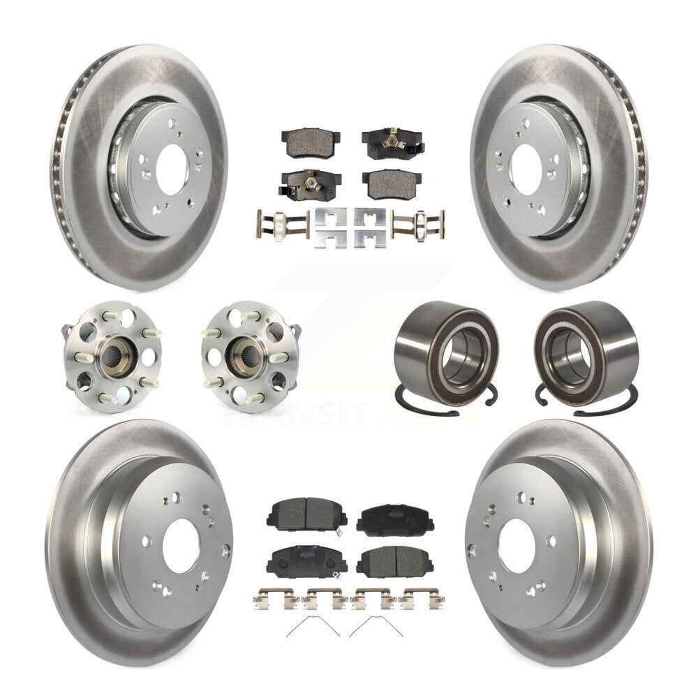 Front Rear Hub Bearing Coated Disc Brake Rotor Pad Kit (10Pc) For 2017-2018 Acura RDX AWD KBB-128099