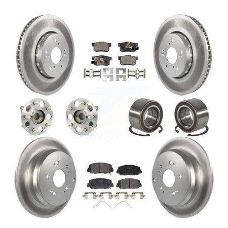 Front Rear Hub Bearing Coated Disc Brake Rotor Pad Kit (10Pc) For 2017-2018 Acura RDX AWD KBB-128099