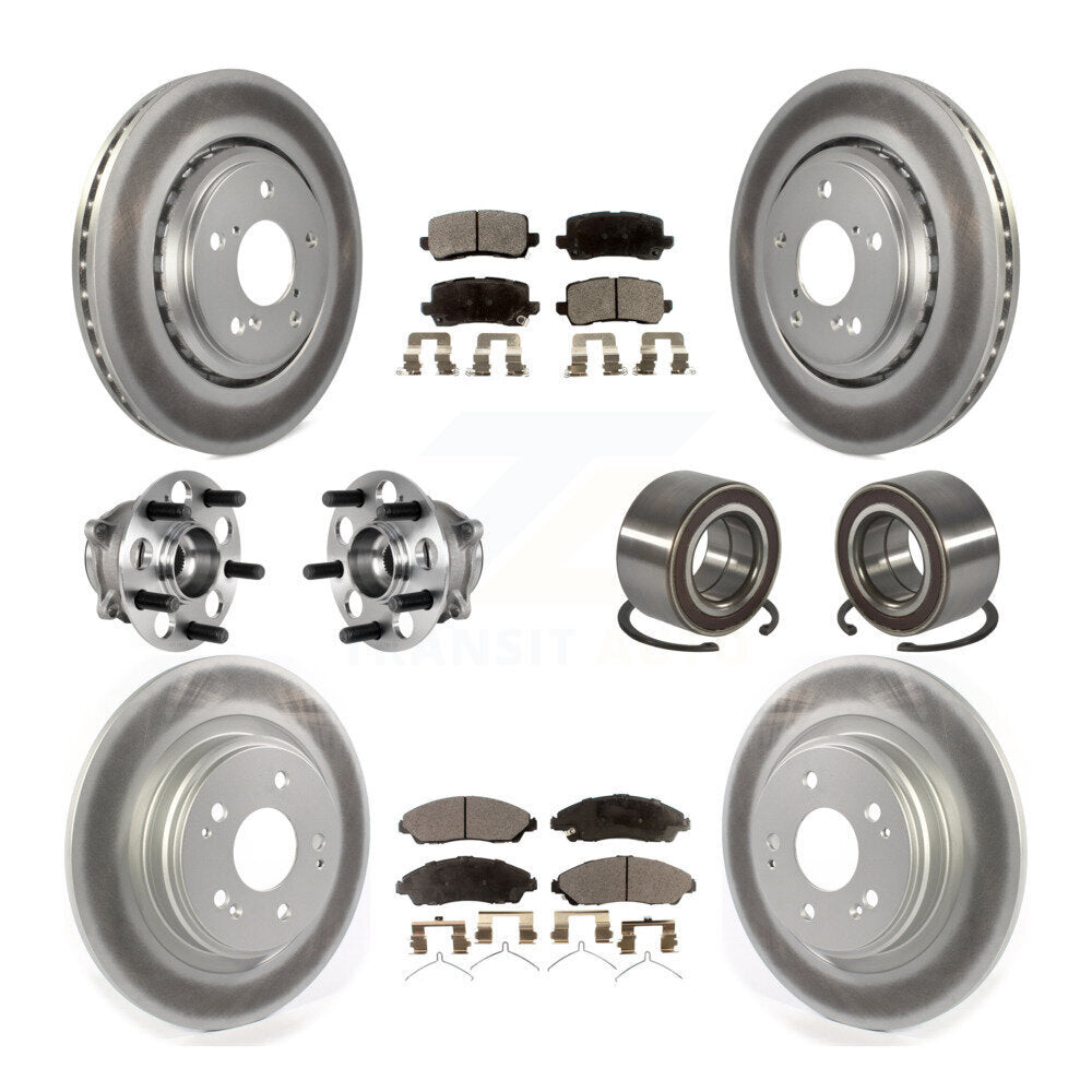Front Rear Hub Bearing Coated Disc Brake Rotors And Ceramic Pads Kit (10Pc) For Acura MDX KBB-128100