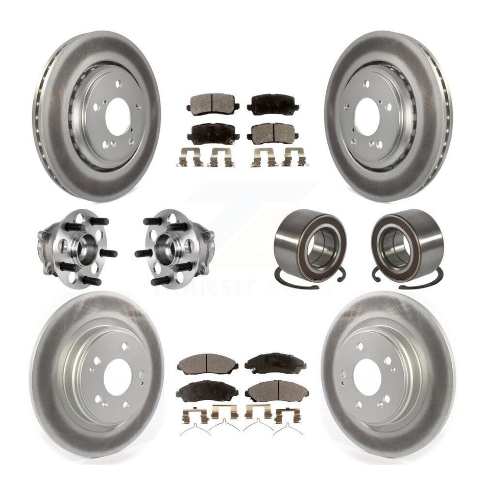 Front Rear Hub Bearing Coated Disc Brake Rotors And Ceramic Pads Kit (10Pc) For Acura MDX KBB-128100