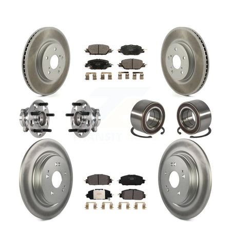 Front Rear Hub Bearing Coated Disc Brake Rotor And Ceramic Pads Kit (10Pc) For Honda CR-V KBB-128101