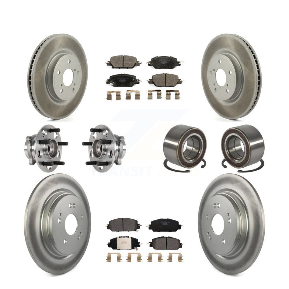 Front Rear Hub Bearing Coated Disc Brake Rotor And Ceramic Pads Kit (10Pc) For Honda CR-V KBB-128101