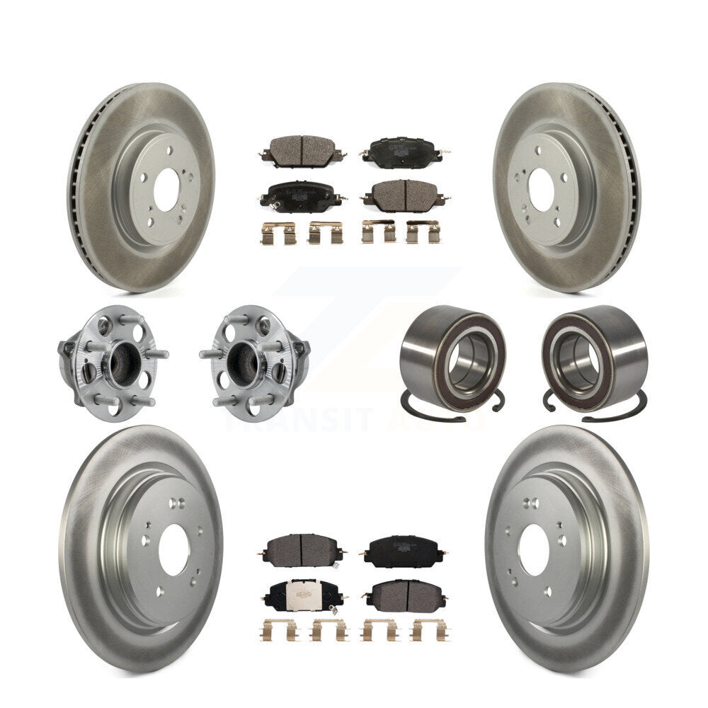 Front Rear Hub Bearing Coated Disc Brake Rotor And Ceramic Pads Kit (10Pc) For Honda CR-V KBB-128102