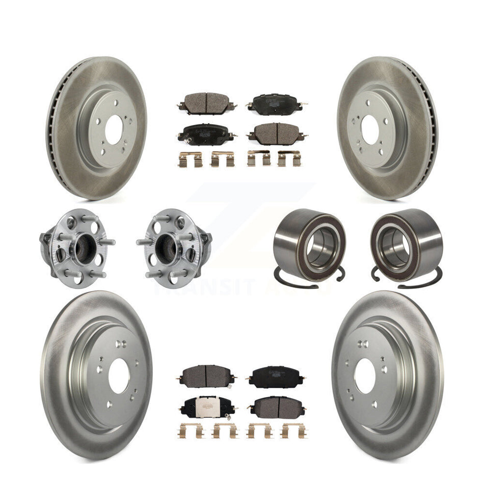 Front Rear Hub Bearing Coated Disc Brake Rotor And Ceramic Pads Kit (10Pc) For Honda CR-V KBB-128102