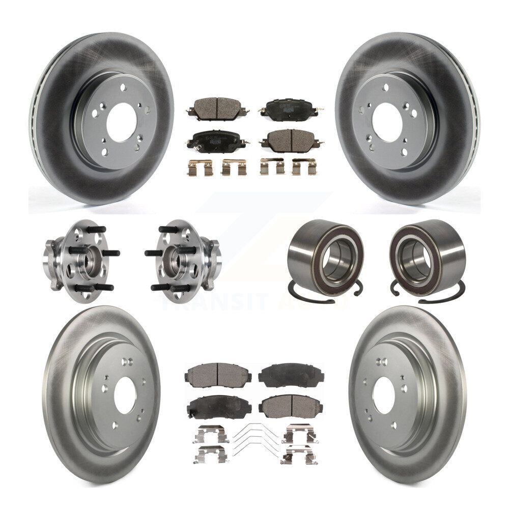 Front Rear Hub Bearing Coated Disc Brake Rotor And Ceramic Pads Kit (10Pc) For Honda CR-V KBB-128103