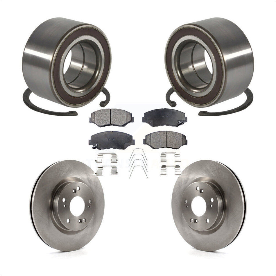 Front Wheel Bearing Disc Brake Rotors And Ceramic Pads Kit For 2012-2016 Honda CR-V FWD KBB-128108