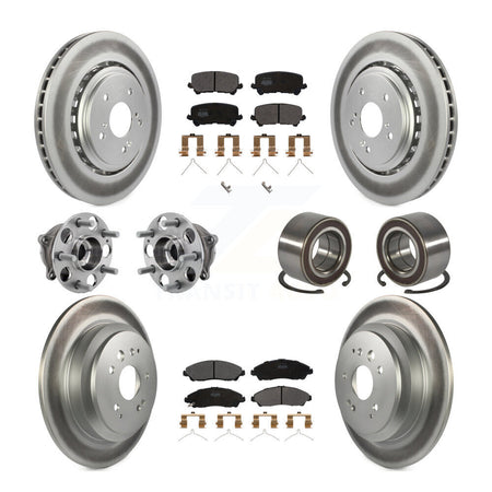 Front Rear Hub Bearing Coated Disc Brake Rotor Pad Kit (10Pc) For 2014-2016 Acura MDX AWD KBB-128114