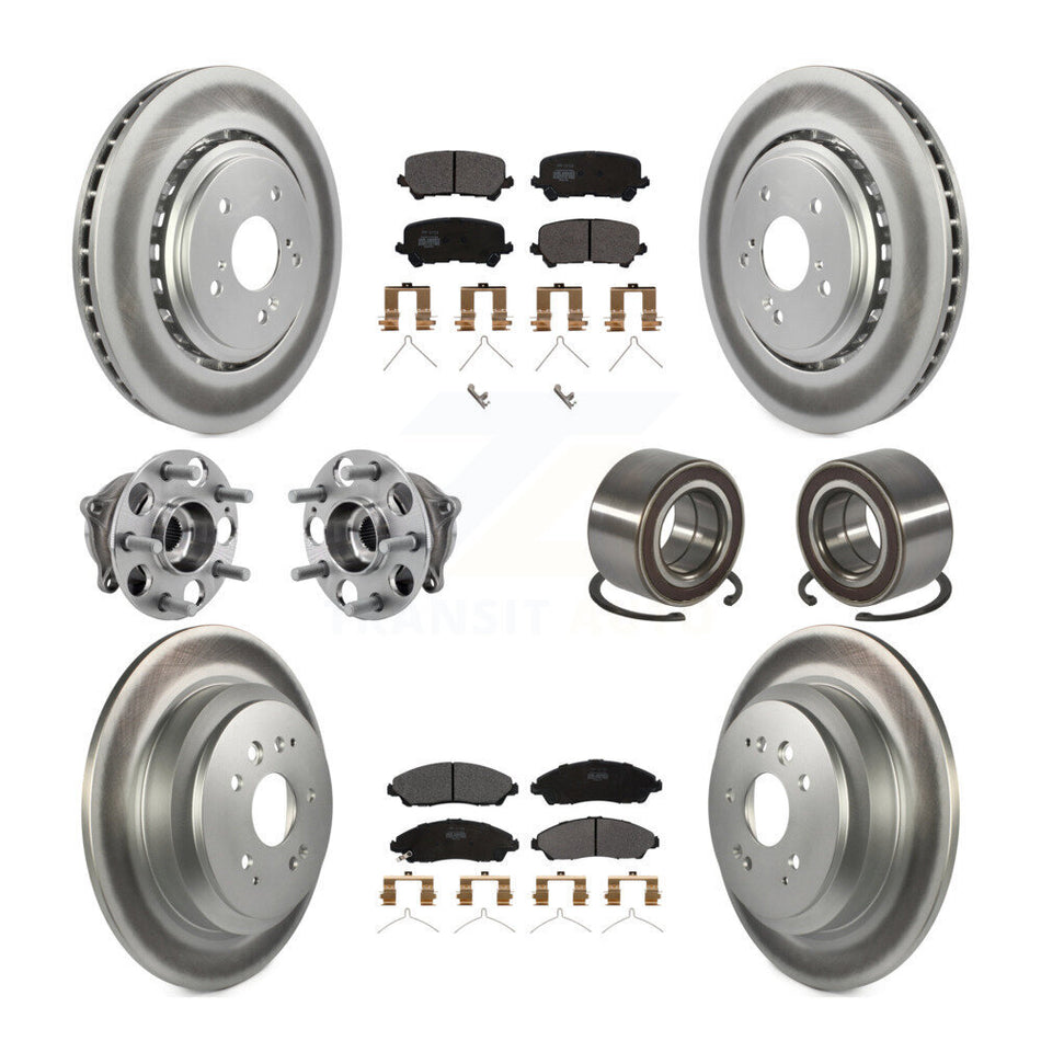 Front Rear Hub Bearing Coated Disc Brake Rotor Pad Kit (10Pc) For 2014-2016 Acura MDX AWD KBB-128114