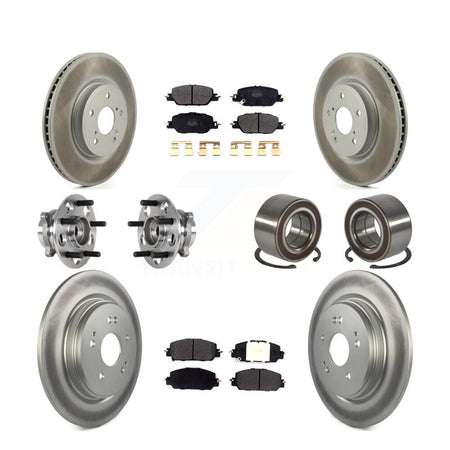 Front Rear Hub Bearing Assembly Coated Disc Brake Rotor And Pad Kit (10Pc) For Honda CR-V KBB-128115