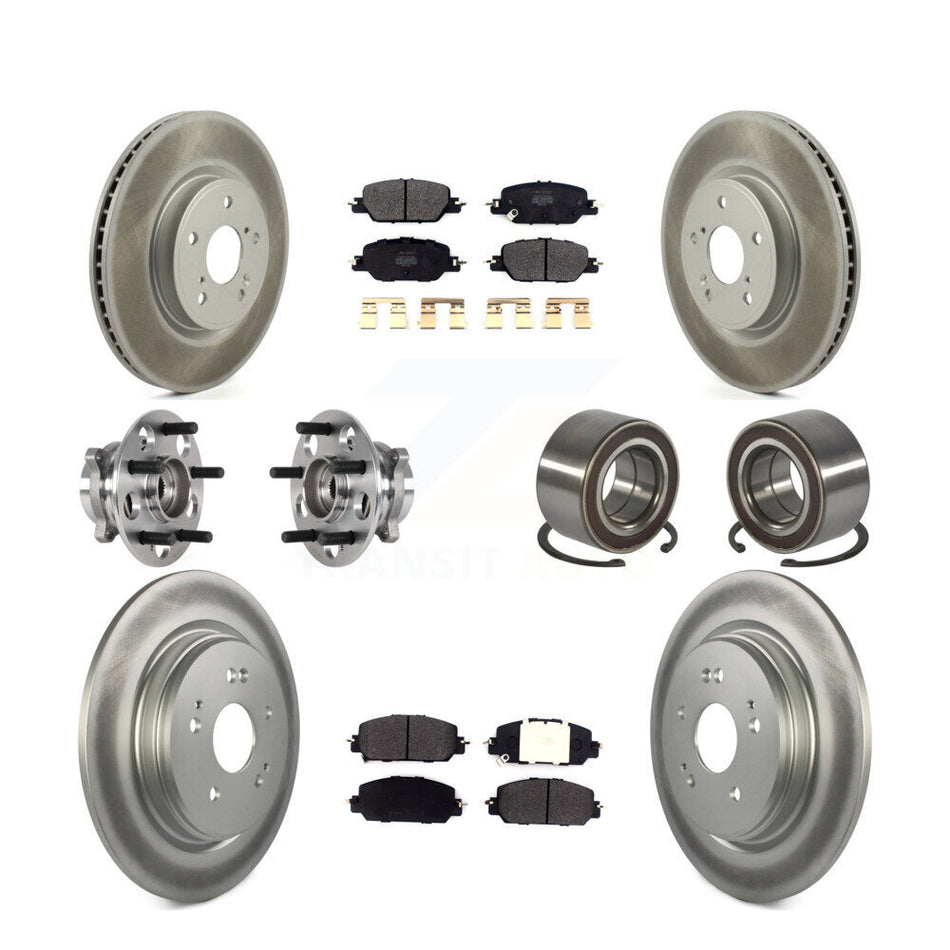 Front Rear Hub Bearing Assembly Coated Disc Brake Rotor And Pad Kit (10Pc) For Honda CR-V KBB-128115