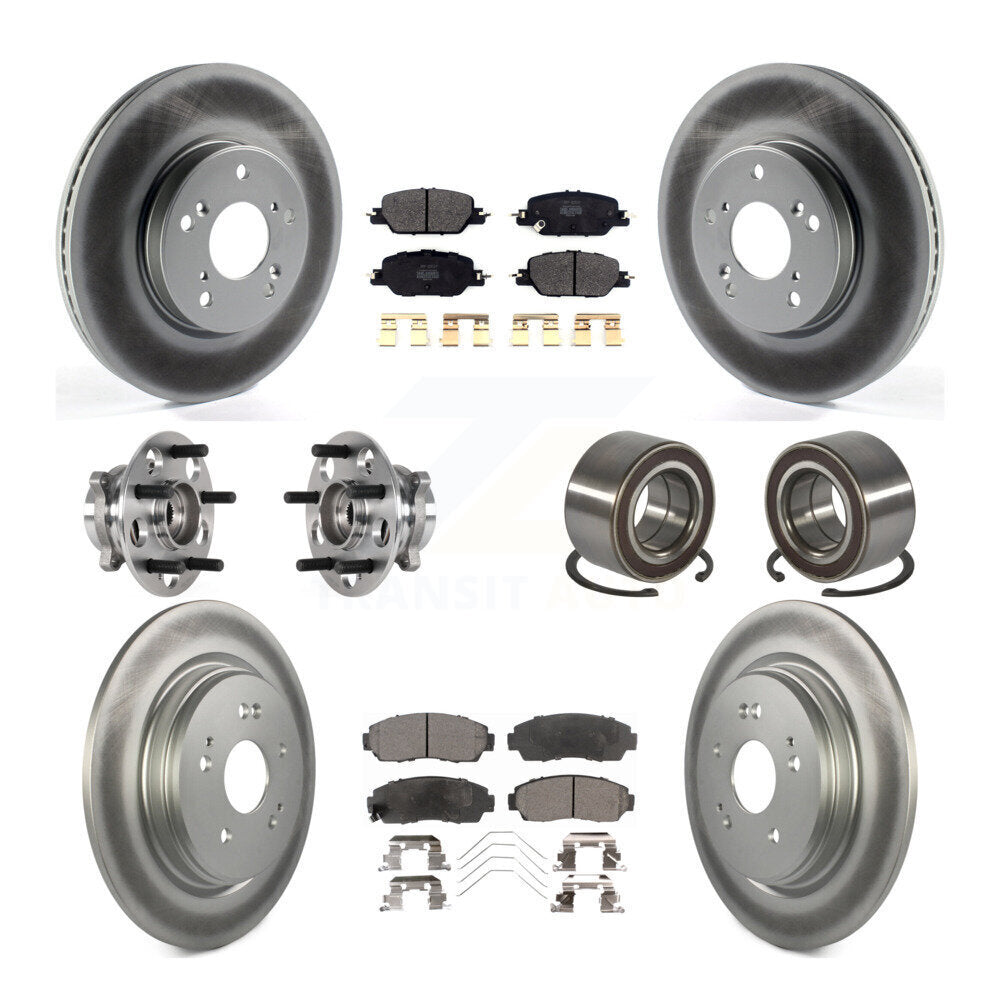 Front Rear Hub Bearing Assembly Coated Disc Brake Rotor And Pad Kit (10Pc) For Honda CR-V KBB-128117