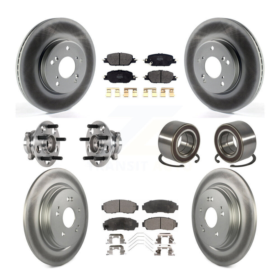 Front Rear Hub Bearing Assembly Coated Disc Brake Rotor And Pad Kit (10Pc) For Honda CR-V KBB-128117