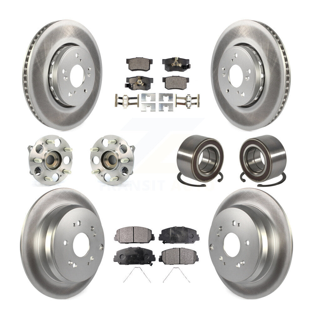 Front Rear Hub Bearing Coated Disc Brake Rotor Pad Kit (10Pc) For 2017-2018 Acura RDX AWD KBB-128118