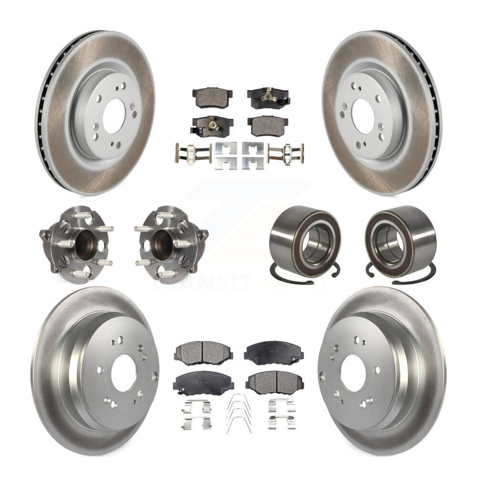 Front Rear Hub Bearing Coated Brake Rotor And Pad Kit (10Pc) For 2012-2016 Honda CR-V FWD KBB-128121