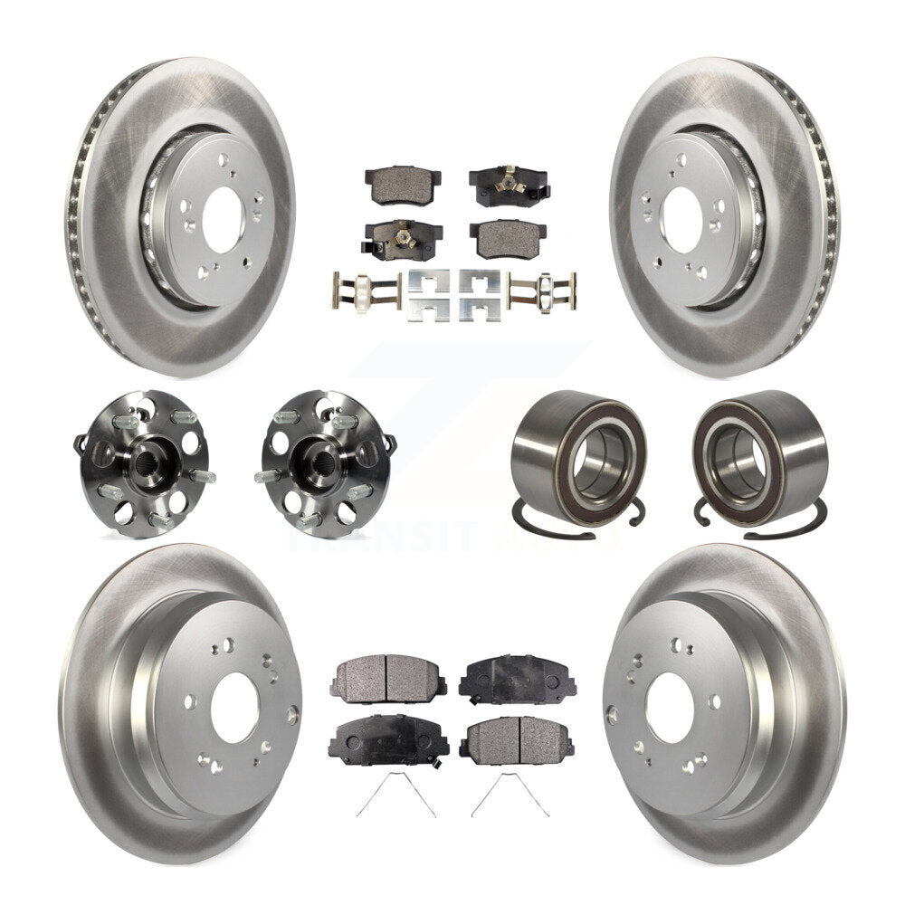 Front Rear Hub Bearing Coated Disc Brake Rotor Pad Kit (10Pc) For 2013-2016 Acura RDX AWD KBB-128122