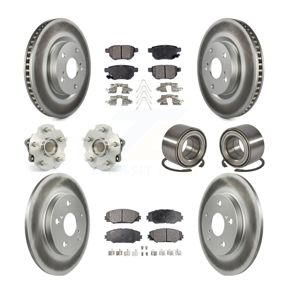 Front Rear Hub Bearing Coated Brake Rotor Pads Kit (10Pc) For 2017-2018 Toyota Corolla iM KBB-128123