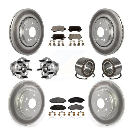Front Rear Hub Bearing Assembly Coated Disc Brake Rotor And Pads Kit (10Pc) For Acura MDX KBB-128124
