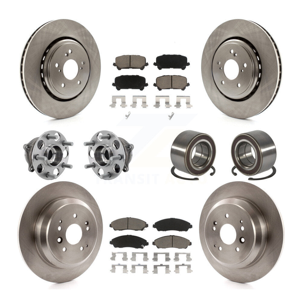 Front Rear Hub Bearings Disc Brake Rotors And Pads Kit (10Pc) For 2014-2016 Acura MDX AWD KBB-128125