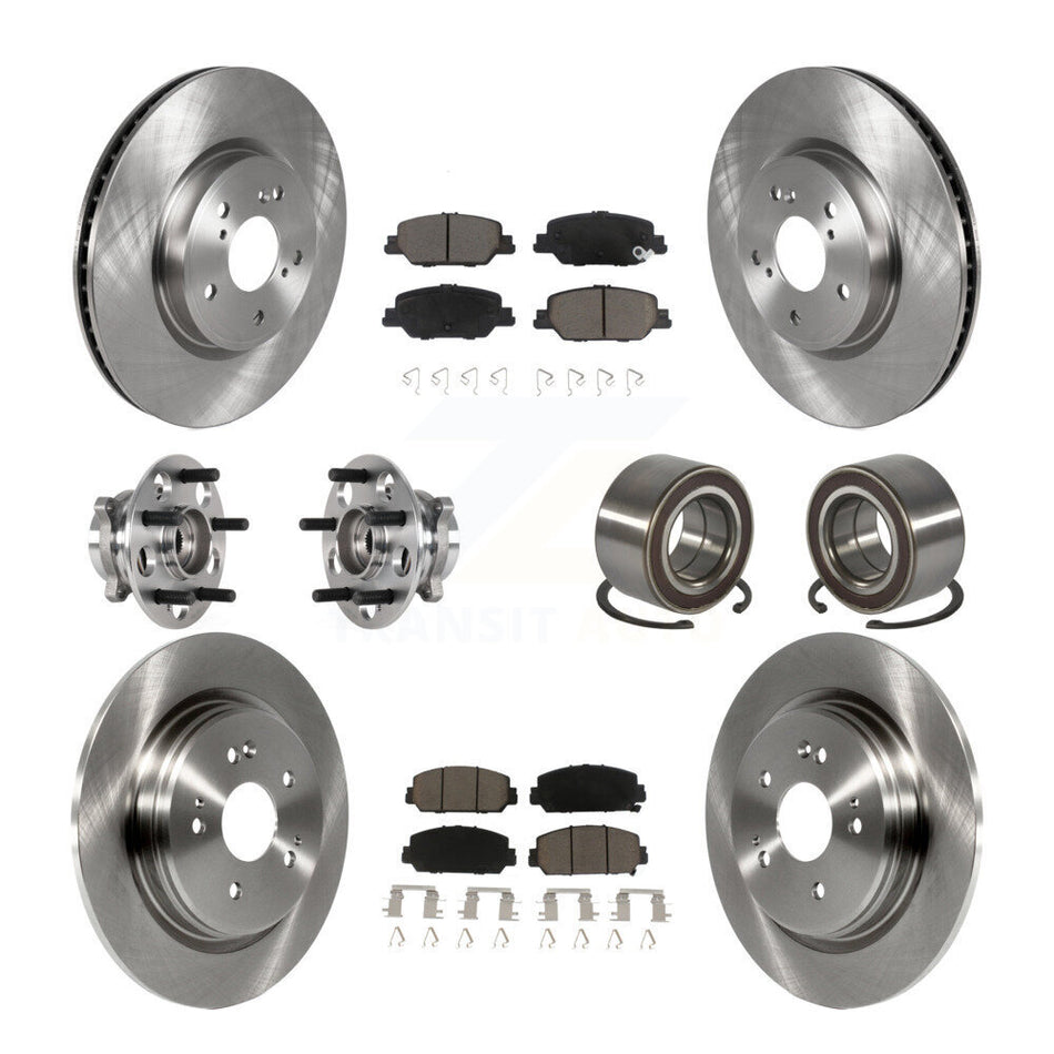 Front Rear Wheel Hub Bearing Disc Brake Rotors And Ceramic Pads Kit (10Pc) For Honda CR-V KBB-128126