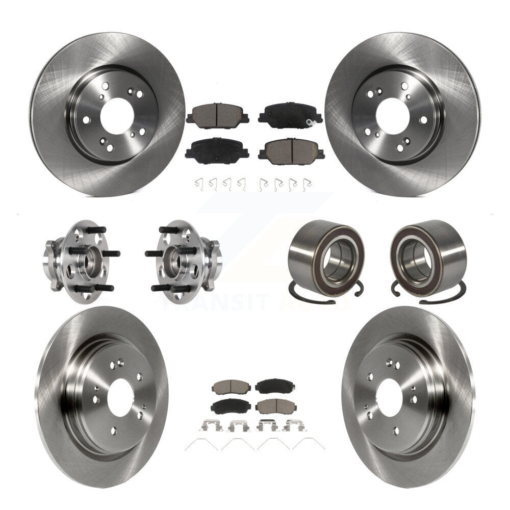 Front Rear Wheel Hub Bearing Disc Brake Rotors And Ceramic Pads Kit (10Pc) For Honda CR-V KBB-128128