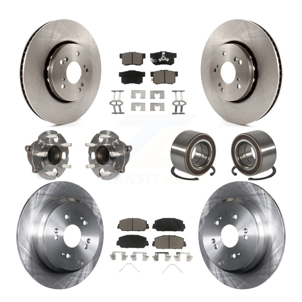 Front Rear Hub Bearings Disc Brake Rotors And Pads Kit (10Pc) For 2013-2018 Acura RDX FWD KBB-128130