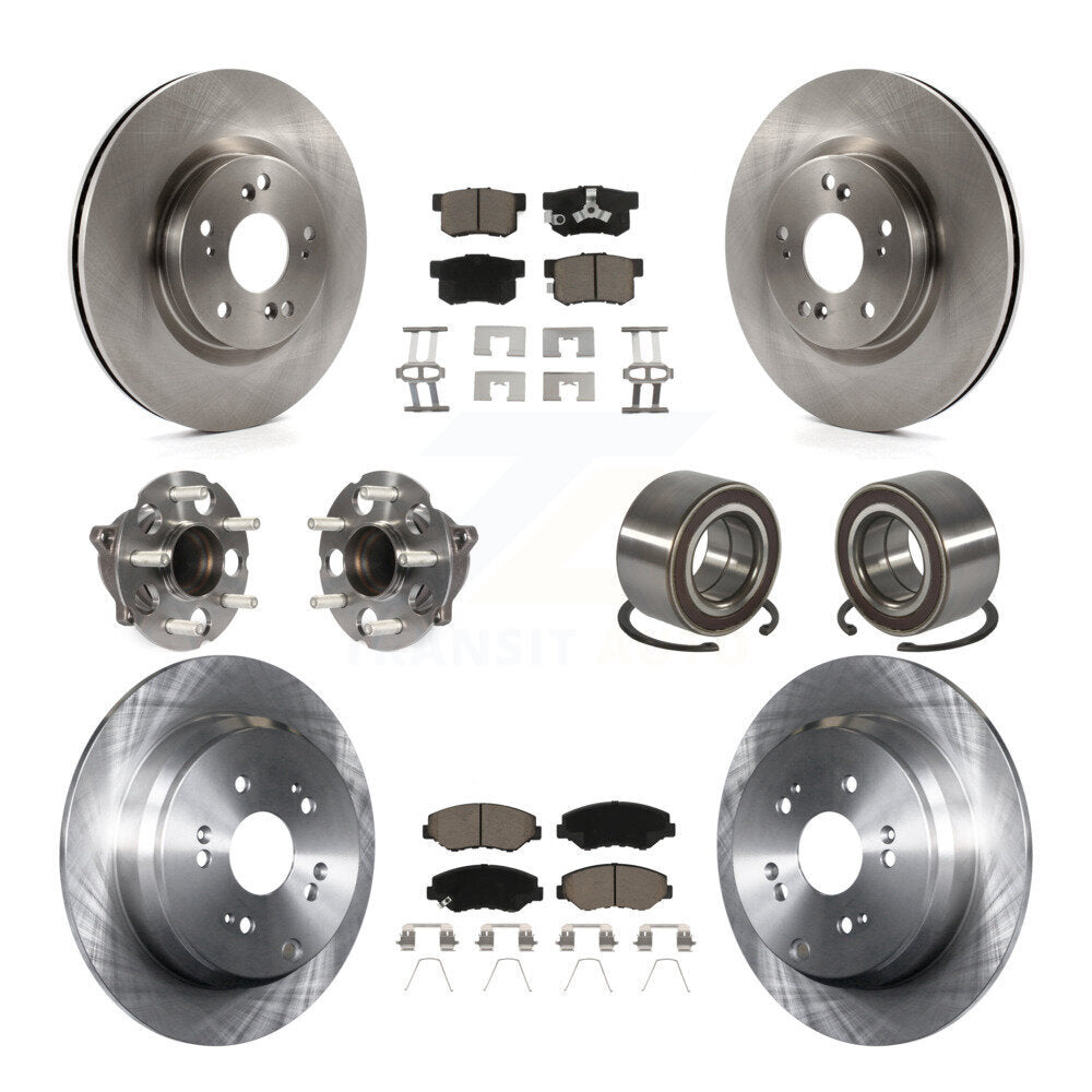 Front Rear Hub Bearing Disc Brake Rotors And Pads Kit (10Pc) For 2012-2016 Honda CR-V FWD KBB-128132