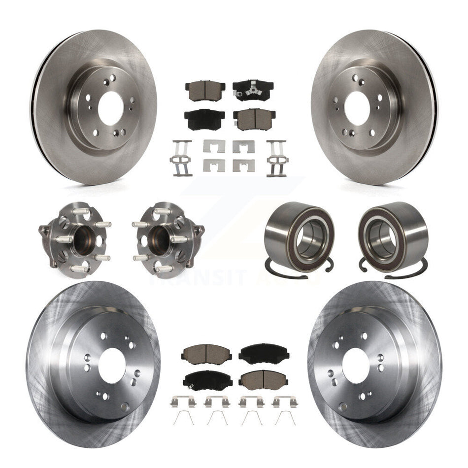 Front Rear Hub Bearing Disc Brake Rotors And Pads Kit (10Pc) For 2012-2016 Honda CR-V FWD KBB-128132