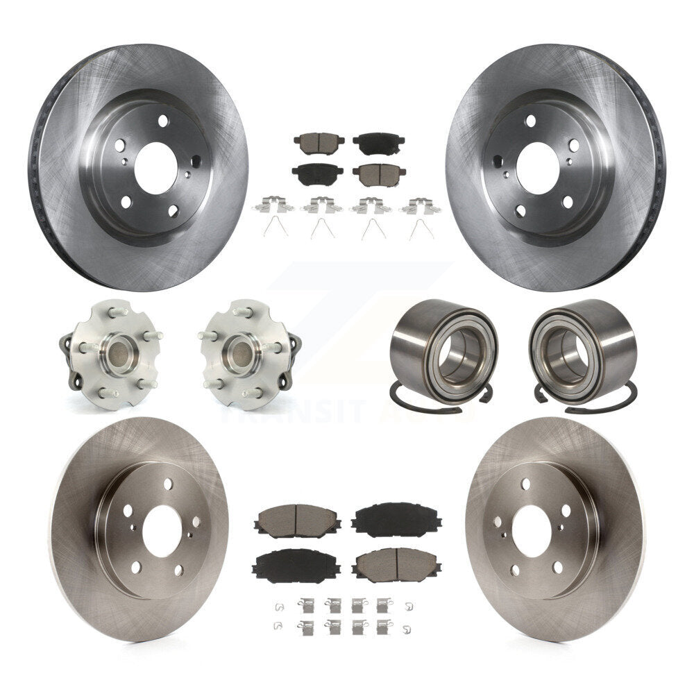 Front Rear Hub Bearing Disc Brake Rotor & Pads Kit (10Pc) For 2017-2018 Toyota Corolla iM KBB-128134