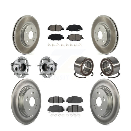 Front Rear Hub Bearing Assembly Coated Disc Brake Rotor And Pad Kit (10Pc) For Honda CR-V KBB-128137