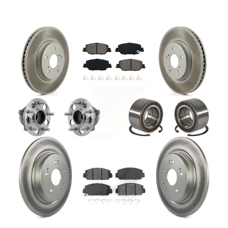 Front Rear Hub Bearing Assembly Coated Disc Brake Rotor And Pad Kit (10Pc) For Honda CR-V KBB-128137