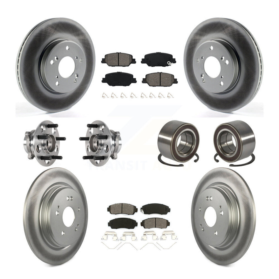 Front Rear Hub Bearing Assembly Coated Disc Brake Rotor And Pad Kit (10Pc) For Honda CR-V KBB-128138