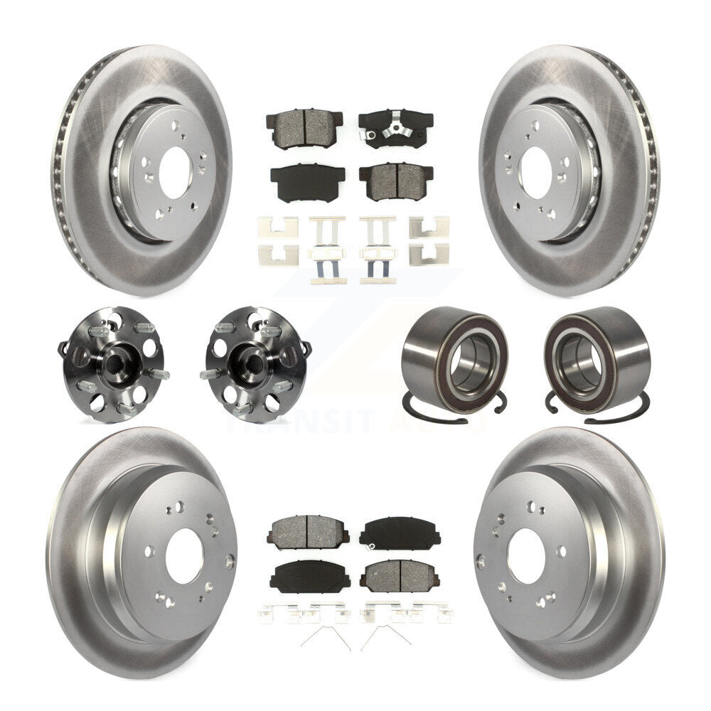 Front Rear Hub Bearing Coated Disc Brake Rotor Pad Kit (10Pc) For 2013-2016 Acura RDX AWD KBB-128139