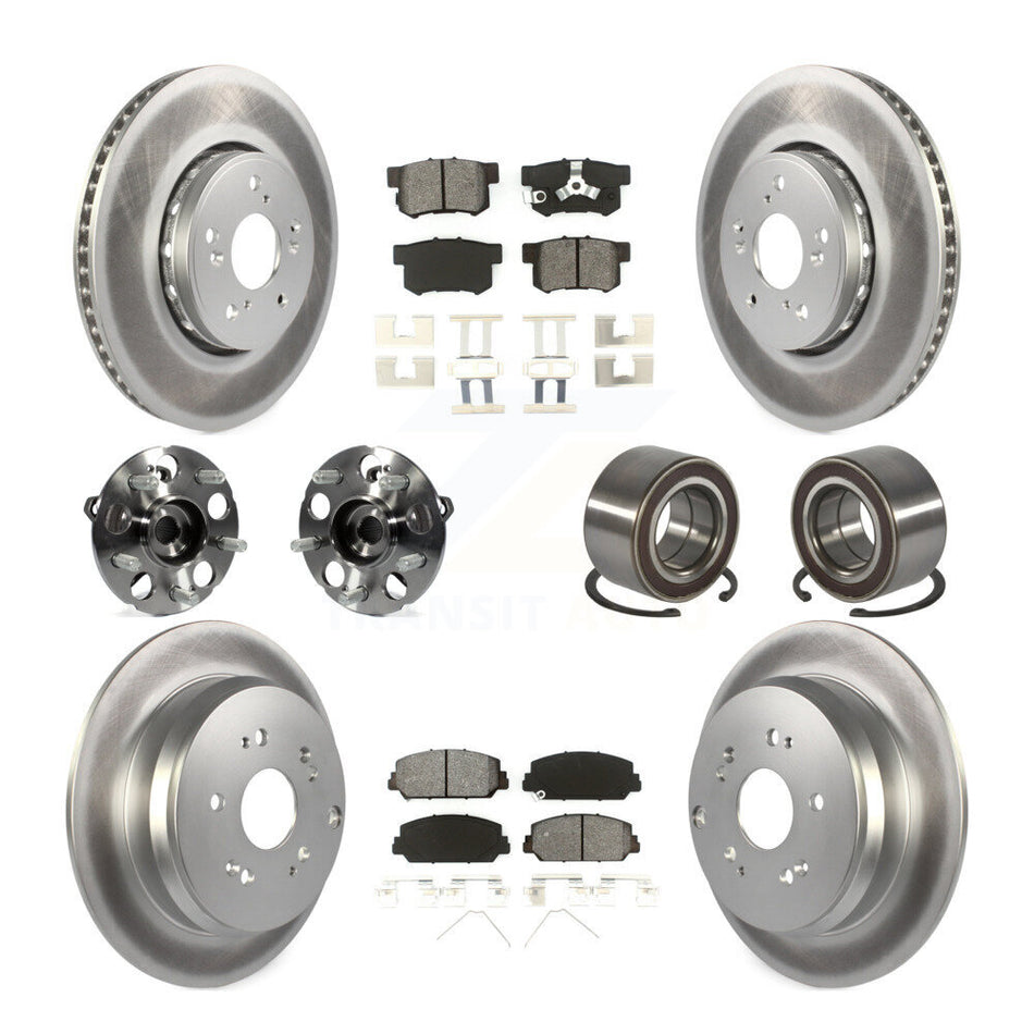 Front Rear Hub Bearing Coated Disc Brake Rotor Pad Kit (10Pc) For 2013-2016 Acura RDX AWD KBB-128139