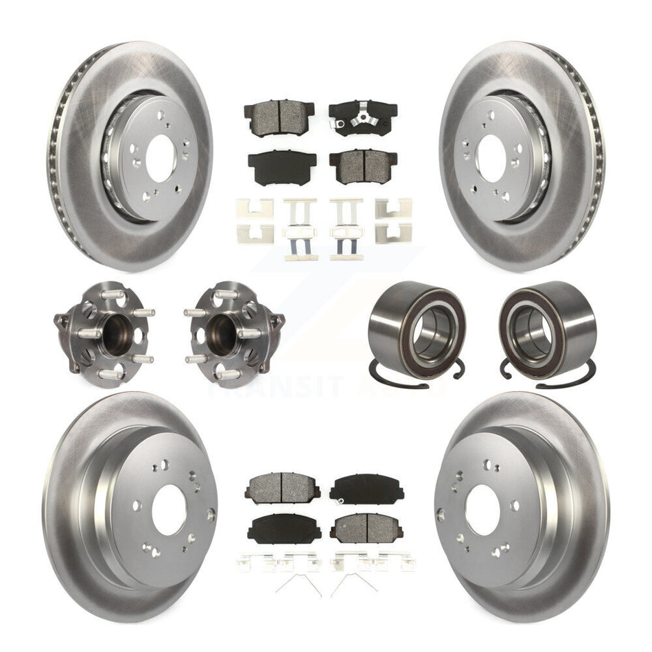 Front Rear Hub Bearing Coated Disc Brake Rotor Pad Kit (10Pc) For 2013-2018 Acura RDX FWD KBB-128140
